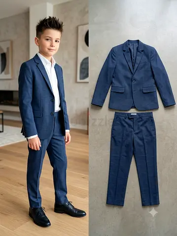 Used Boys Navy Blue Two-Piece Suit (Jacket + Trousers) - Size for Age 8-10