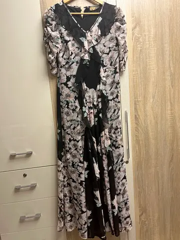 Floral Print Maxi Dress with Ruffle Detail M size DEBENHAMS ANOTAH