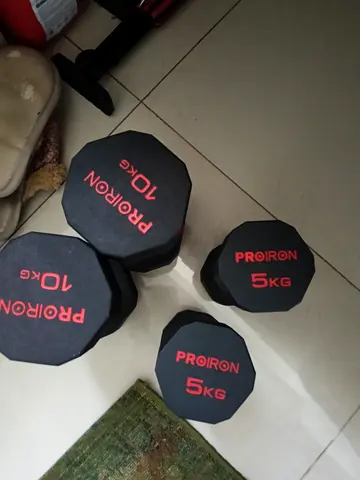 Set of Hex Dumbbells - 5kg and 10kg (Pair) - Good Condition