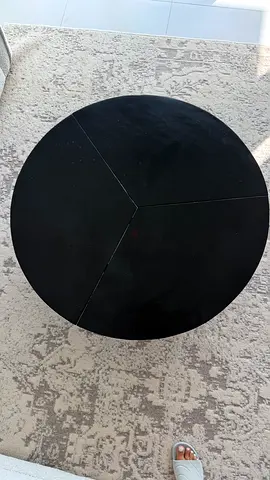 Round Black Coffee Table (Compact Modern)
