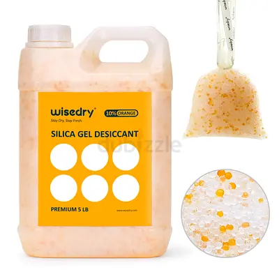 Wisedry Silica Gel Desiccant 5 lbs (Rechargeable) - Food Grade, Orange Indicating Beads -New-