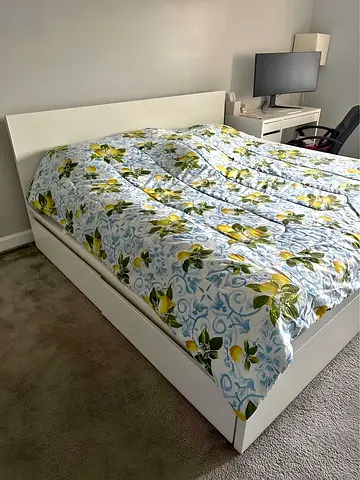Ikea malm king size storage bed with Ikea mattress - White color