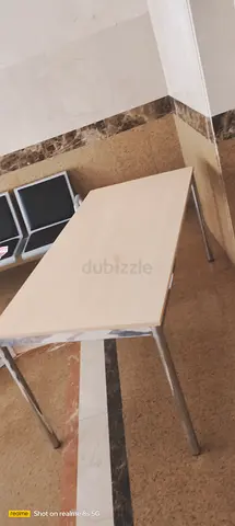 Light wood office table with metal legs — good condition
