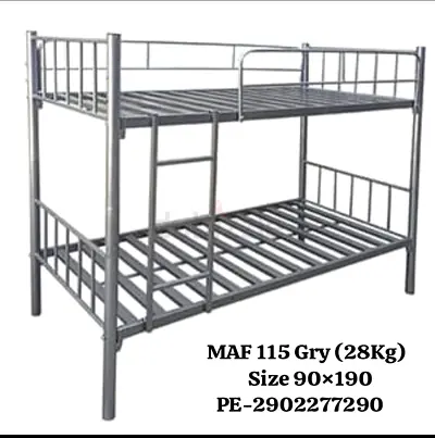 Metal Bunk Bed Double Decker - Size 90x190, Grey