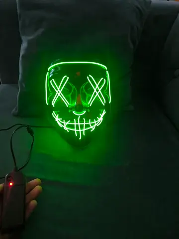 Green Led Wire LED Light-Up Halloween Mask with Controller