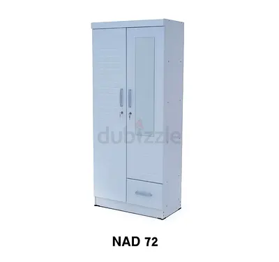 White 2-Door Wardrobe with Mirror and Drawer