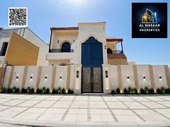 Luxury villa for sale in Al Yasmin, two floors and a roof, 5 master bedrooms and a roof, freehold ow