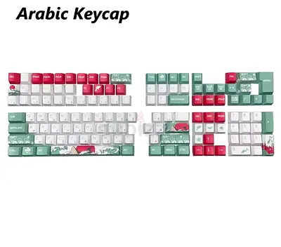 Arabic Mechanical Keycap Set — White/Green/Red (Full Set)