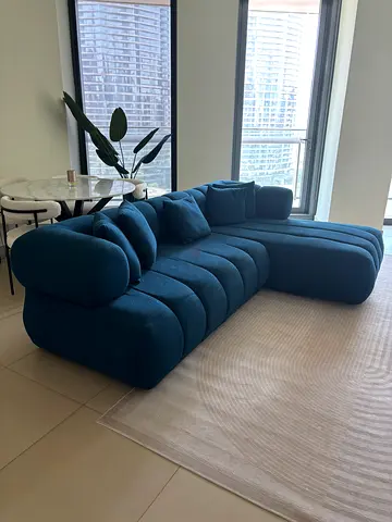 Modern L-shaped sectional Corner sofa (Blue)