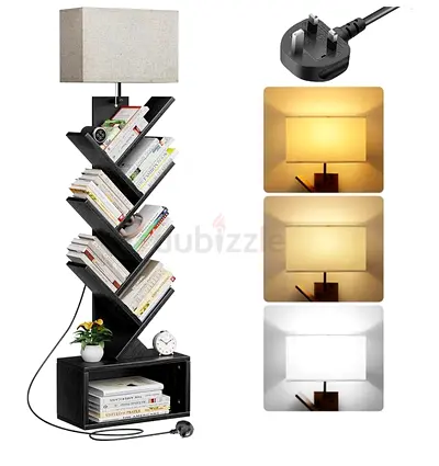 6-Tier Bookshelf with LED Light Storage Cabinet | Modern Corner Bookcase – Black