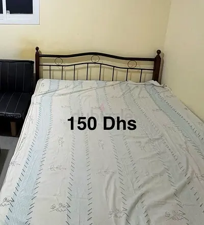 Metal frame double bed with headboard - used, good condition