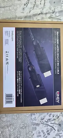 Lindy Fibre 30M Hybrid Micro-HDMI to HDMI/DVI Detachable Cable (Like New)