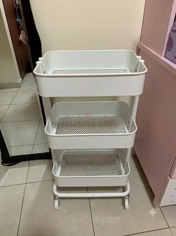 IKEA Raskog-style 3-Tier Rolling Storage Trolley — White