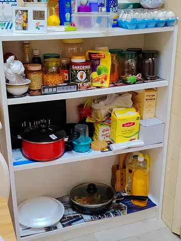 White Kitchen Pantry Shelf Unit - 3-Tier Storage Cabinet