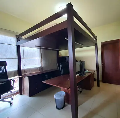 🏠  *Custom Solid Cherry Wood Mezzanine Unit Bed High-quality Mattress Workspace*Was 15K
