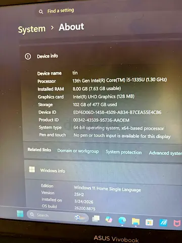 ASUS Vivobook i5-1335U | 8GB RAM | 477GB Storage | Windows 11