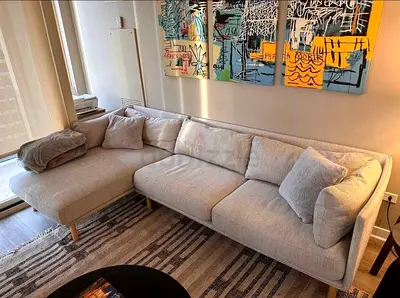 Cratebarrel L Shape Original Sofa Beige Excellent condition