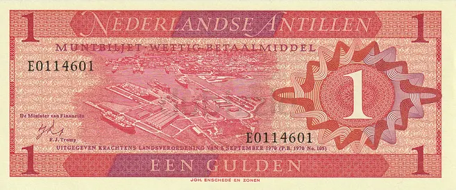 NETHERLAND ANTILLES 1 GULDEN BANKNOTE 1970