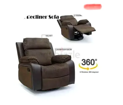 Single Plush Recliner Sofa Chair with 360° Swivel — Brown