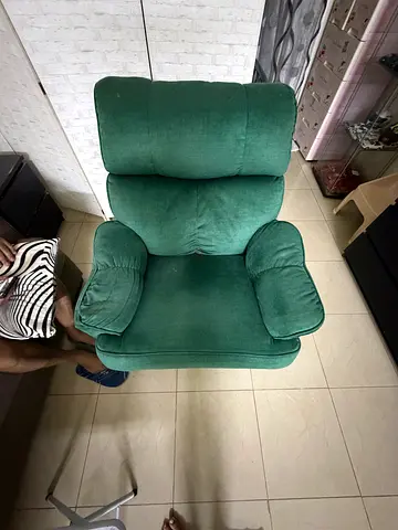 Green Upholstered Recliner Armchair - Comfortable Single Seat