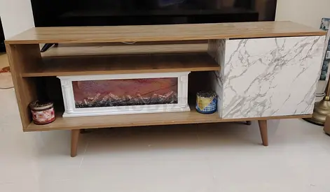 Mid-century TV Unit / Entertainment Cabinet with Marble-effect Door