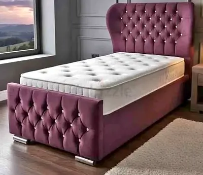 Luxury Fabric Bed Frame With Mattress Stylish Modern Design Headboard
