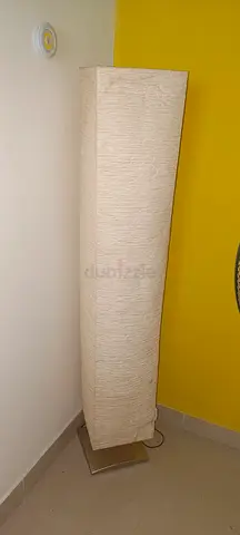 Tall Beige Floor Lamp with Fabric Shade