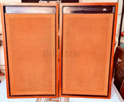 Pair of PIONEER Vintage Wooden Floor Speakers with Cloth Grilles and Long Cables