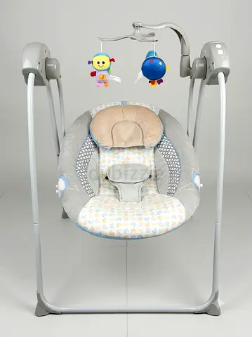 Rarely used automatic and musical baby swing with multiple speed and soft seat - gray/blue