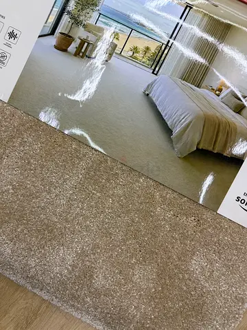 Beige Shaggy Area Rug - Soft Plush Carpet Sample