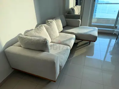 West Elm L Shape Sofa Beige Excellent Condition