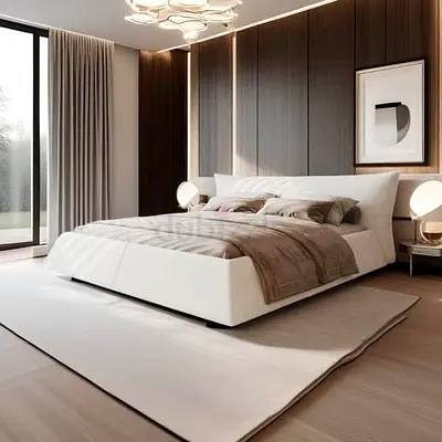 Padded cushion headboard sliding design king bed
