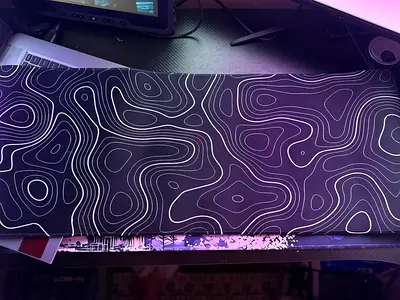 Large Gaming Desk Mat / Extended Mouse Pad - Black with Contour Pattern