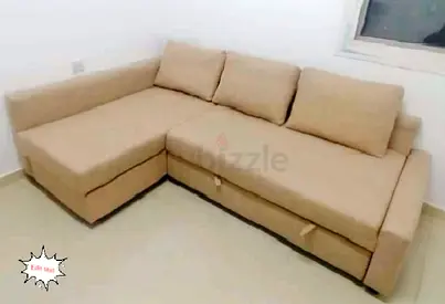 IKEA L Shape Sofa cum bed with big storage and you can fix the storage left or right anyside you wan