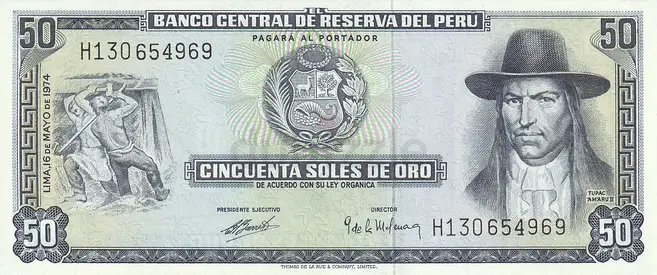 PERU 50 SOLES BANKNOTE 1974