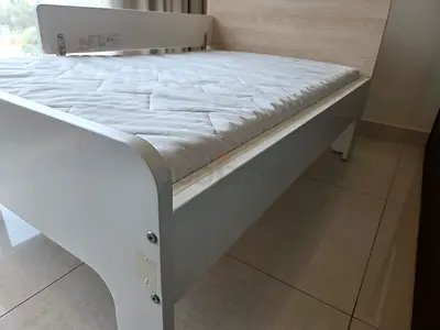 White Single Bed Frame with Mattress - Good Condition kids bed