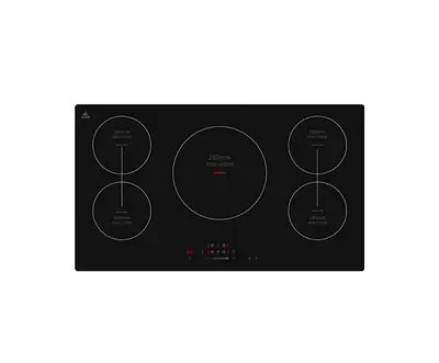 Black 5-Zone Induction Cooktop - Built-in Electric Hob