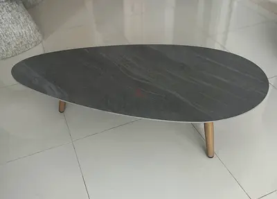 Pan Home oval table, dark grey and beige, very good quality