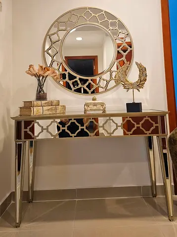 Console with mirror