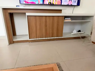 Modern Wooden and White Entertainment Center