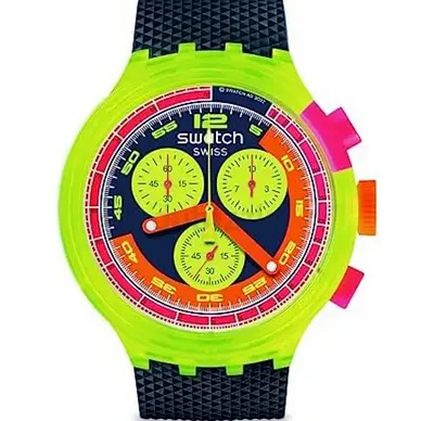 Swatch Chronograph Neon Colorful Mens Watch - Quartz, Rubber Strap