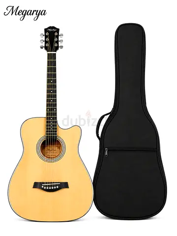 MegArya 41-Inch Natural Cutaway Acoustic Guitar with Carry Bag