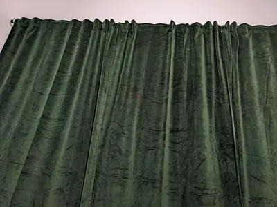Dark Green Velvet Curtain Pair - Heavy Drapes, 2 Panels