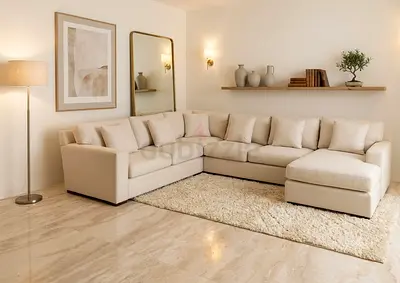 Top quality crate and barrel beige color Ushape sofa for sale