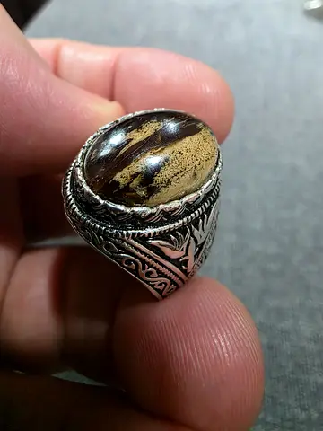 Silver Ring Amber Sumatran - كهرمان صومطري