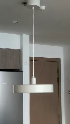 Modern white pendant ceiling light - simple round shade