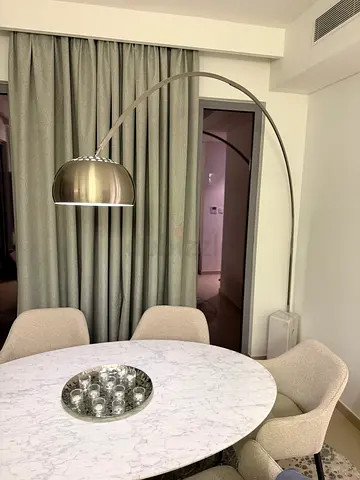 Arched Floor Lamp with Dome Shade and Marble Base — like new!