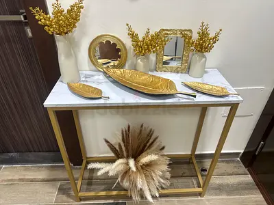 Marble-top Console Table with Gold Frame