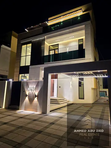 A five-bedroom villa with a master rooftop terrace and private pool, featuring super deluxe finishing, excellent spacious layouts, and private parking