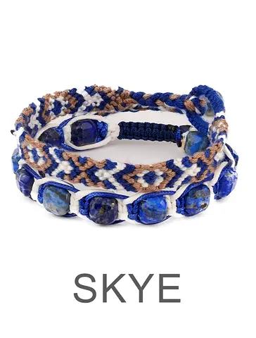 Handmade Blue Lapis Wrap Bracelet — Adjustable Woven Beaded Bracelet